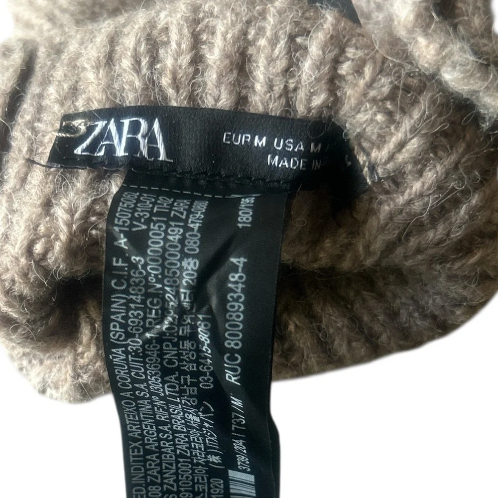 ZARA Cozy Light Brown Ribbed Knit Fingerless Gloves Women’s Size NEW WITHOUT TAG